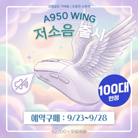 35g 초경량 A950 WING 마우스 '저소음' 예약구매