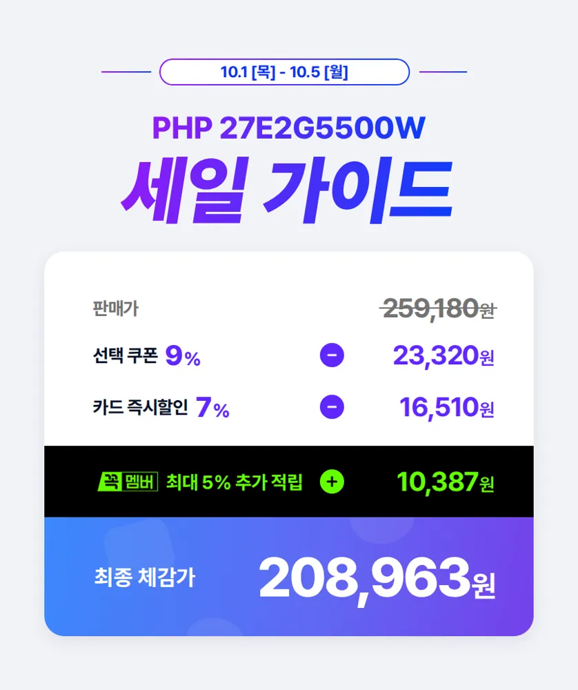 월첫세일 최대 25% 할인·최종혜택가 20만원대부터! 필립스 게이밍·OLED·4K 모니터 14종